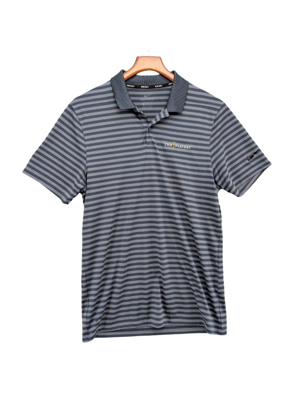 Nike Victory Stripe Golf Polo Mens Blue Dri Fit The Players Championship Size S
